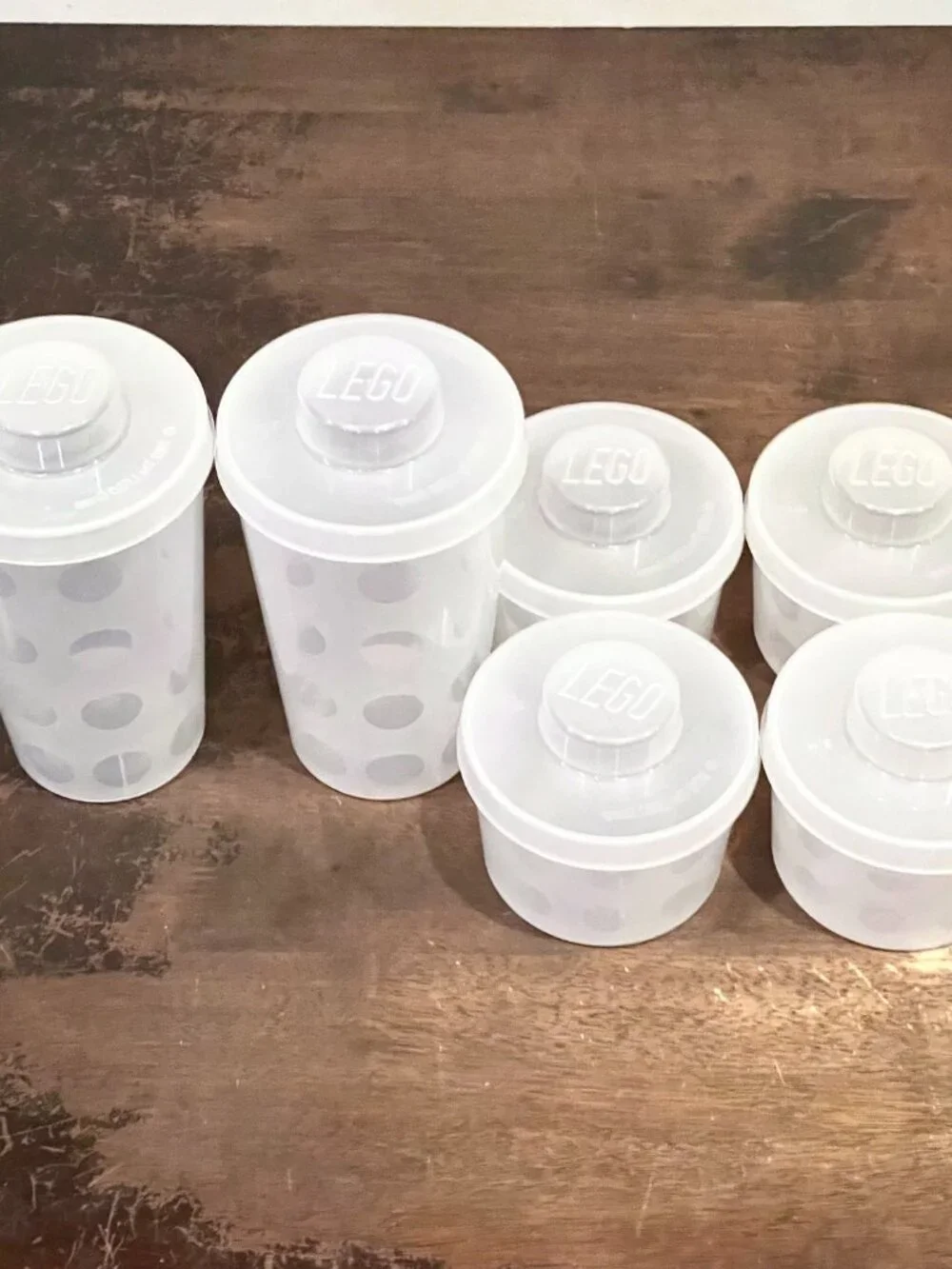 LEGO Pick A Brick Cups with Lids 2 Large + 4 Small Clear Container